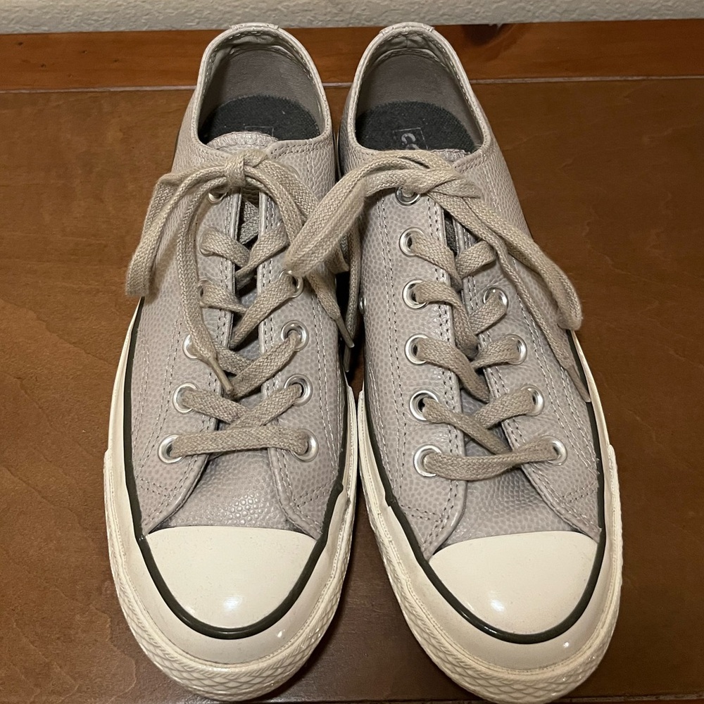 Converse Chuck Taylor All Star Textured Leather Sneaker Grey Beige Greige Size 7